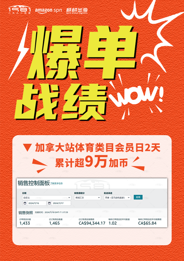 加拿大站体育类目会员日2天累计超9万加币.png